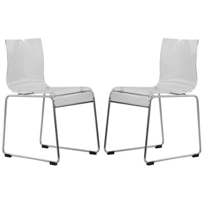Jarnagin Modern Acrylic Dining Chair – Transparent Kitchen Side Chair with Chrome Steel Frame, Stackable and Lightweight with Floor Protectors for Din by Orren Ellis