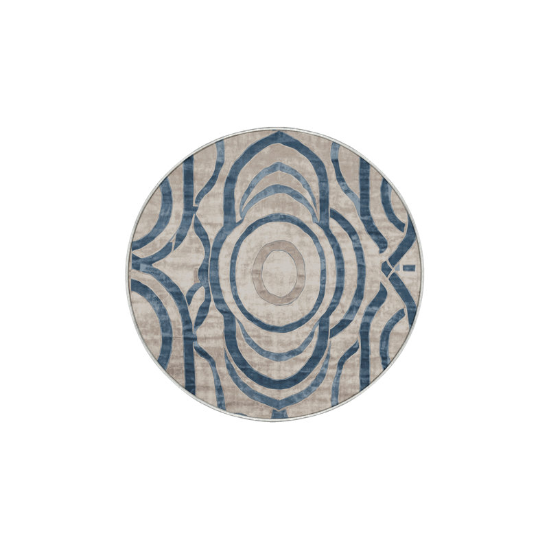 Tapis beige lavable à la machine, Rond 5 pi