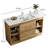 48" Mid Century Modern Bathroom Vanity with Sink, Natural Wood Finish, White Ceramic Top, Soft Close Drawers and Open Storage Shelves, Pre-Assembled Need-1965535059