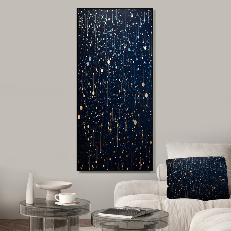 Indian Art Starry Night Sky 1 - Art mural indien, Cadre flottant noir, H 60 po x l 28 po x P 1,5 po