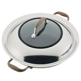 Anolon Advanced Home Hard Anodized Nonstick Wok with Side Handles, Lid, and Wooden Spoon, 14 Inch