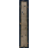 Ivory Chinese Antique Knotted Hallway Runner Wool - Peking 1920s Rectangle Rug