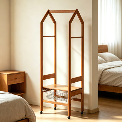 Portemanteau sur pied en bois de cerisier pour entrée