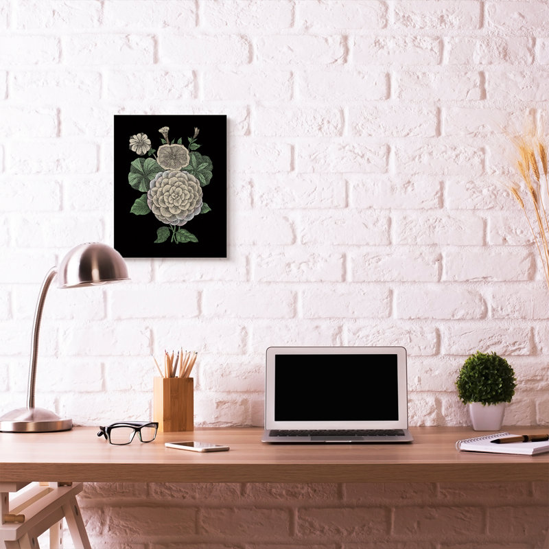 « yellow florals on black design » par le samedi soir, impression du dessin, Toile tendue, H 20 po x l 16 po x P 1,5 po