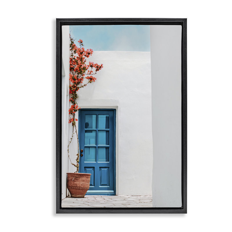 Toile flottante encadrée bleue par Erin Marie, Cadre flottant noir de jais, H 25 po x l 17 po