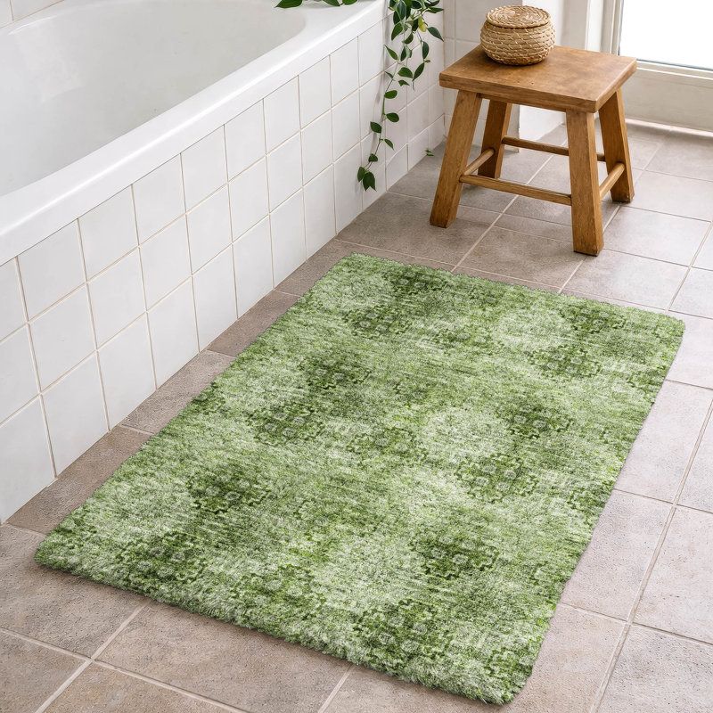 Premium Machine Washable Dream Shag ADS557 Medallions Rug, Olive, 2'6" x 3'10"