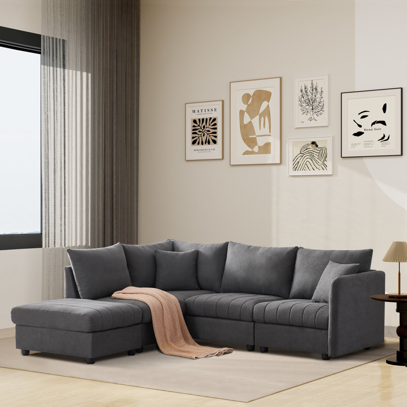 Canapé modulaire Emmilee, Lin gris foncé
