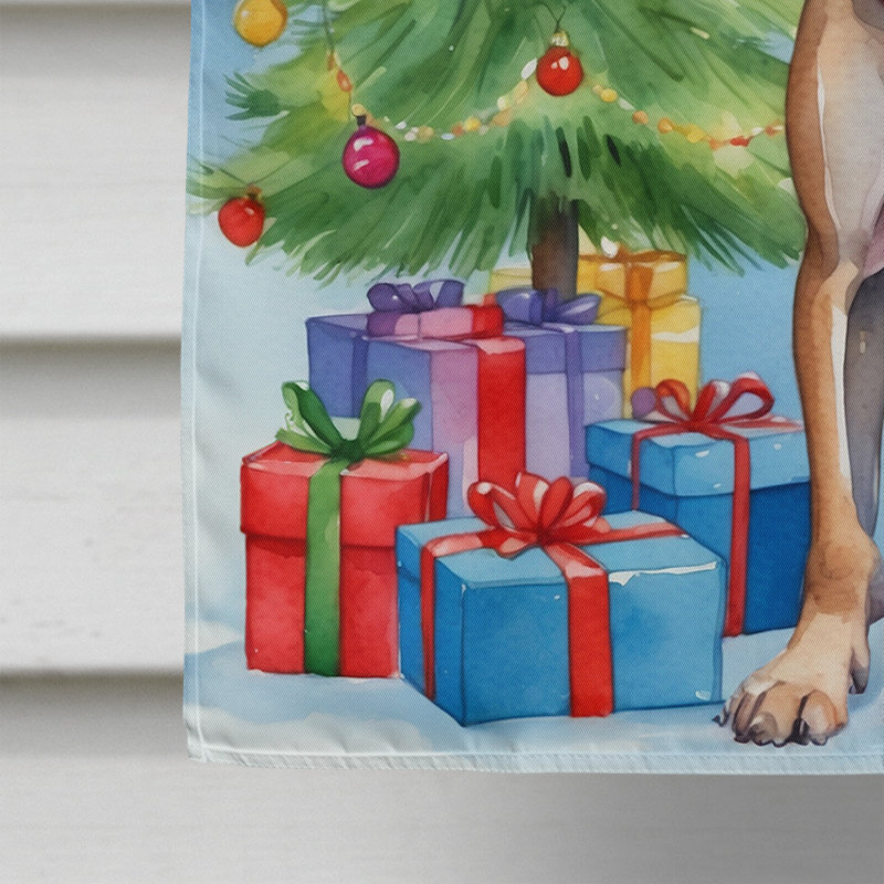 Drapeau de Noël maison de renne, Terrier américain sans poil