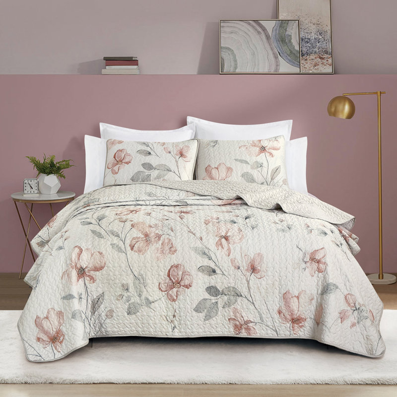 Ensemble de courtepointe floral Blush, Grand lit