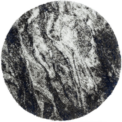 Abstract Shag Black/Grey Area Rug