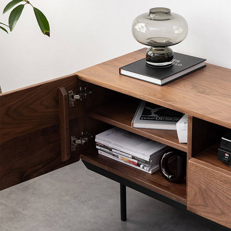 Meuble télé de luxe en noyer noir clair, 70.87"