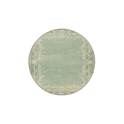 Green Ethnic Geometric Patterned Woven Base Rug