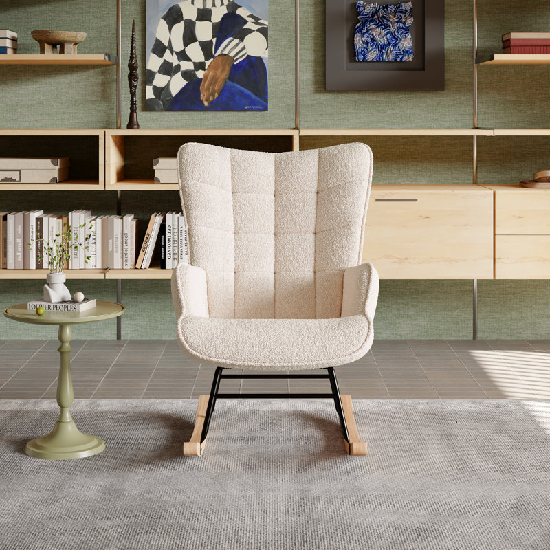 Metal Rocking Chair, Beige Teddy
