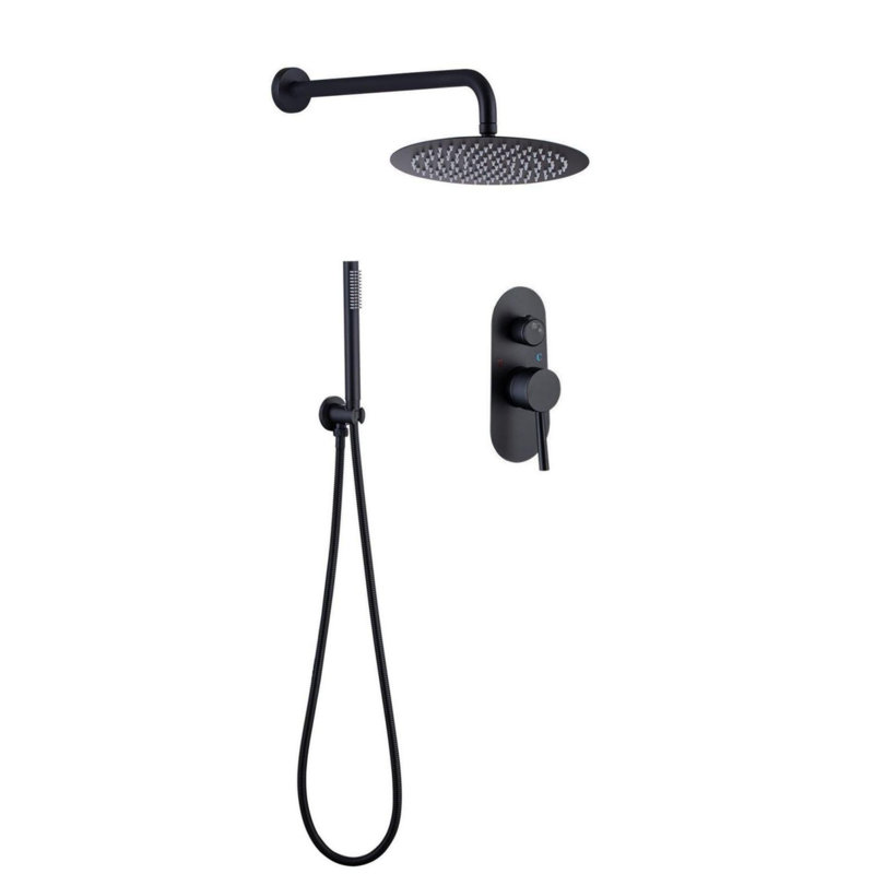 Système de douche complet avec valve brute, Noir mat