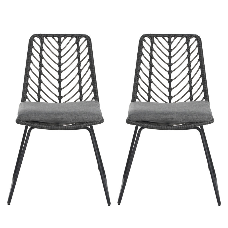 Chaise avec 2 coussins de dossier gris pour l'extérieur - Transitionnel, Assemblage, Eau - De style transitionnel, Assemblage requis