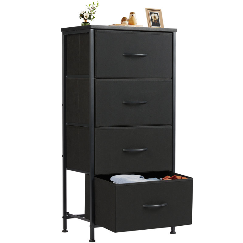 Enegess 4 Drawer Storage Dresser Chest, Black