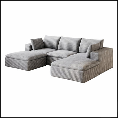 Canapé 102 pouces Cloud en velours côtelé, assise profonde et coussins amovibles pour un confort et une polyvalence ultimes
