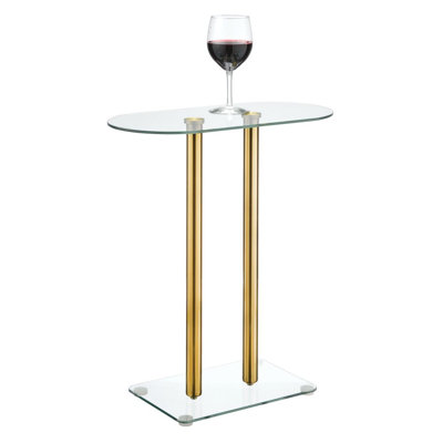 iDesign Oval Pedestal Drink Table for Small Spaces