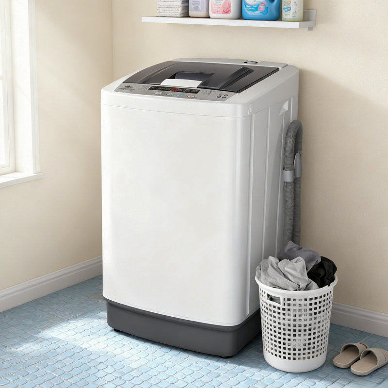 Homdox 1.8 cu. ft. High Efficiency Washing Machine with Drain Pump, White