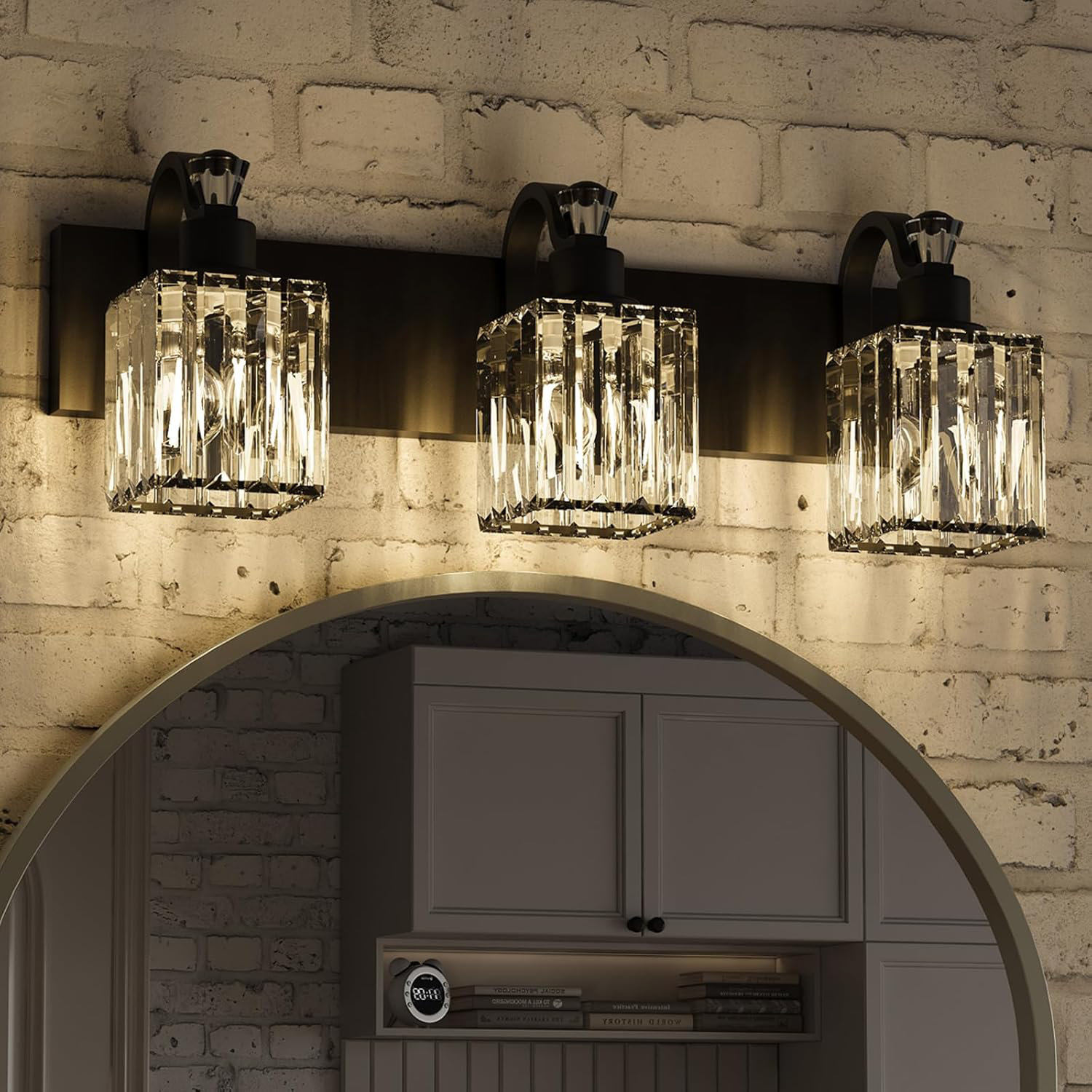 Ebern Designs Modern Crystal Bathroom Vanity Lights Black Bathroom ...