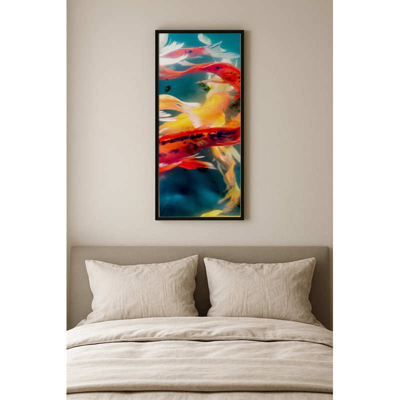 Bourbeau Koi Pond, art mural encadré, H 32,5 po x l 12,5 po, Blanc