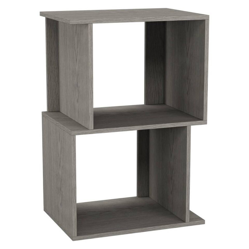 Sulmy Solid Wood Ladder Bookcase, Cedar Grey, (2 Shelves) 40cm H x 40cm W x 29cm D