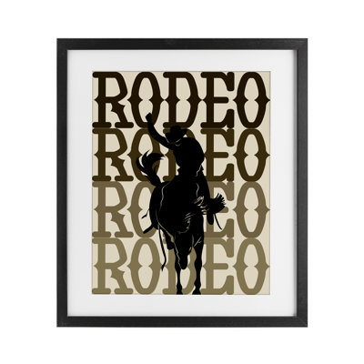 Rodeo Gradient Cowboy Framed Print Under Glass, design by CAD Designs