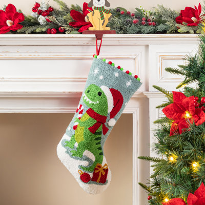 21"L Hooked Stocking, Dinosaur