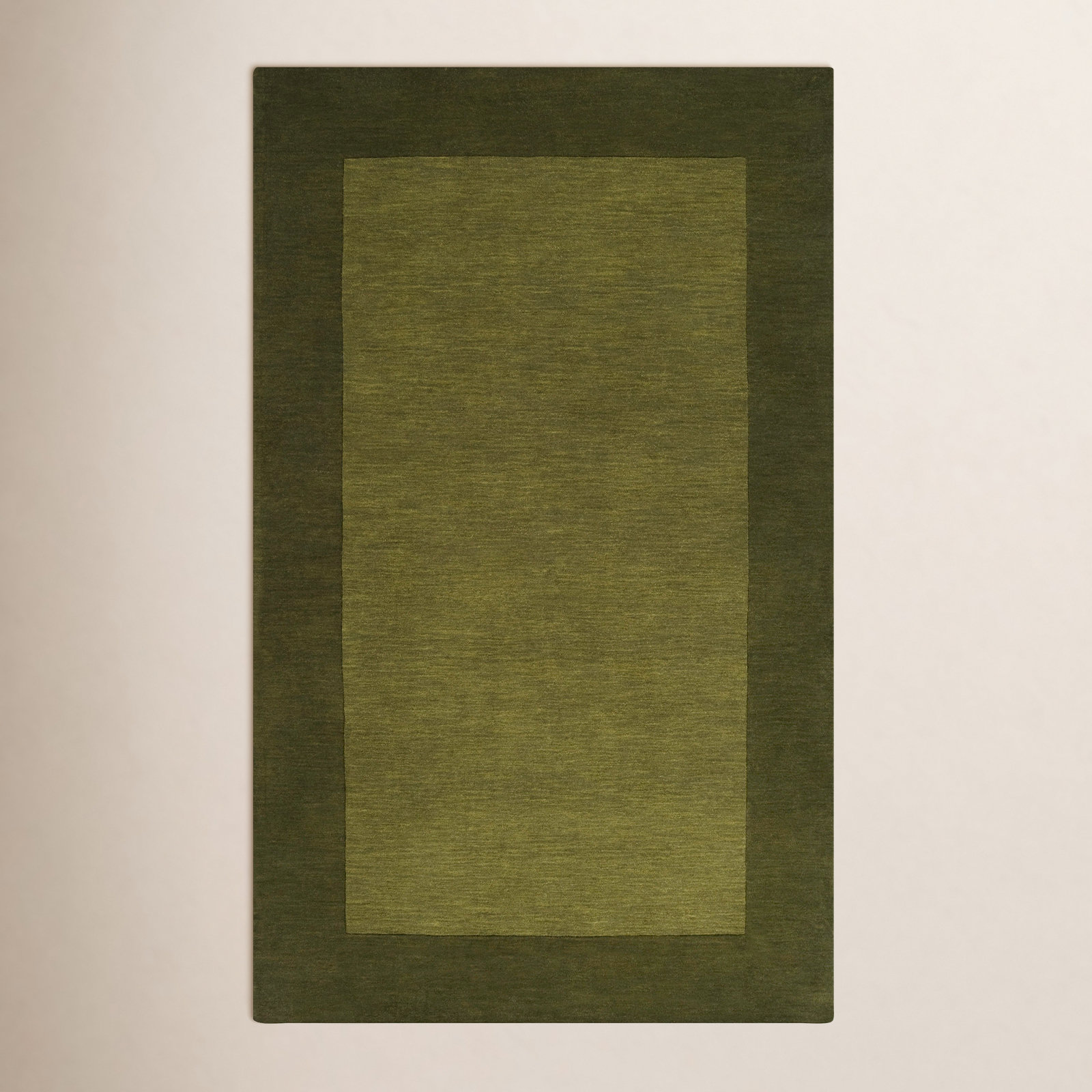 Dolma Hunter Green Hand-Loomed Wool Rug, Rectangle 5' x 8'