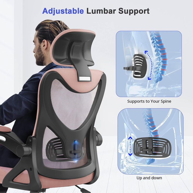 Ergonomic Office Chair, Computer Chair, Mesh Chair, Pink