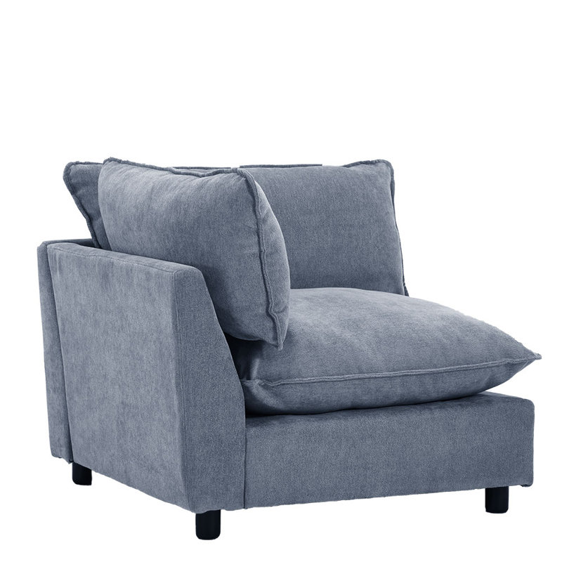 Modular Sofa Components Bluegray Left, Blue Gray Chenille, Left Hand Facing