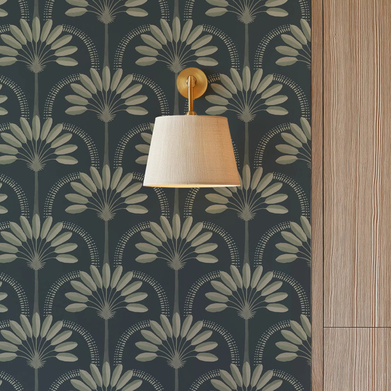 Palm Arches - Wallpaper, Gold Night, Peel & Stick