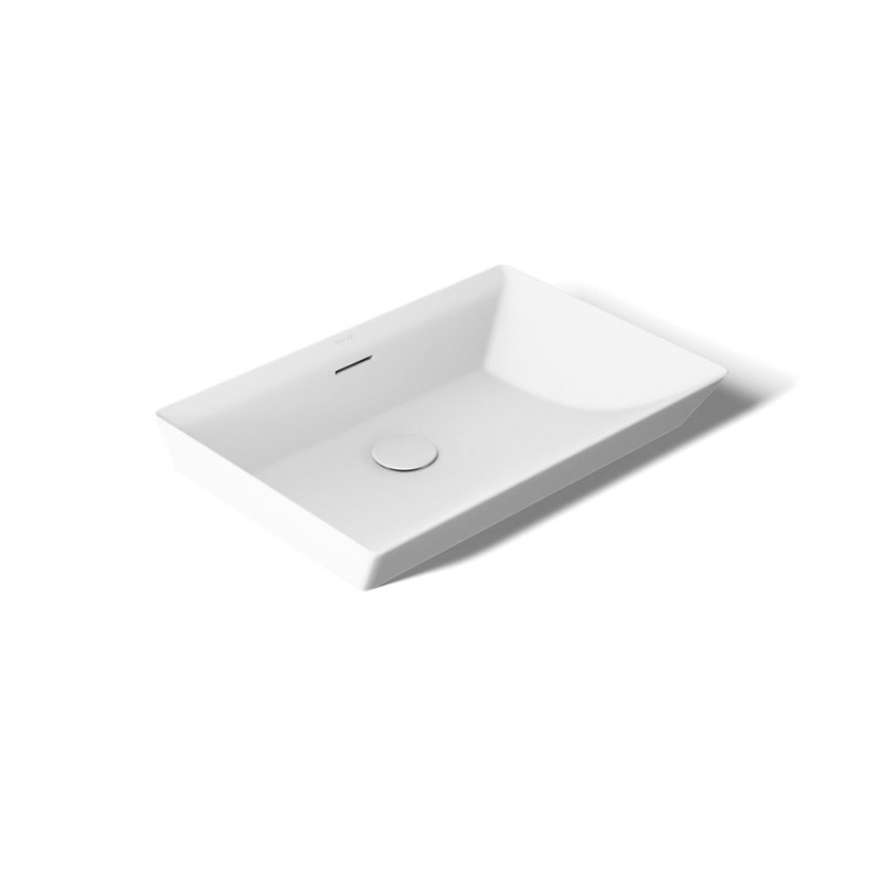 Brazn Rectangle Vessel Bathroom Sink, White, White