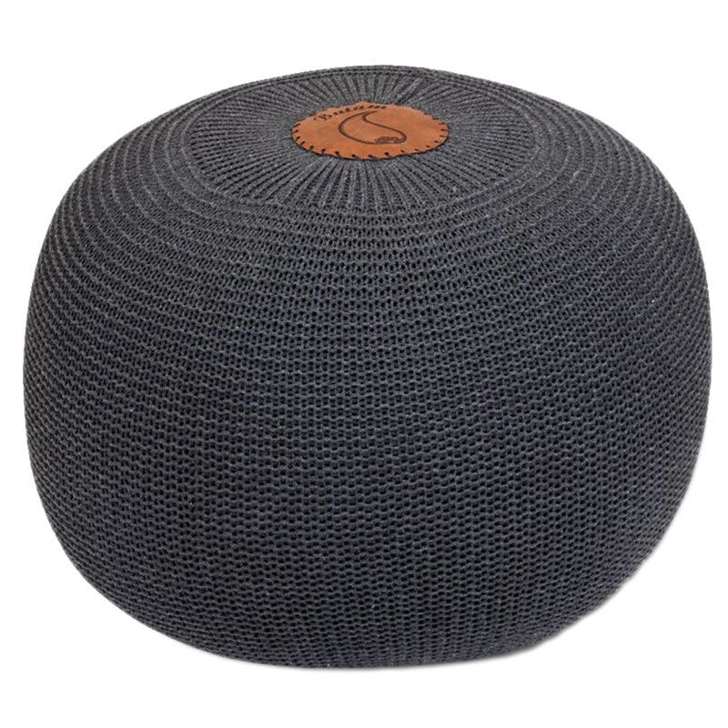 Pouf rond de 19 po de largeur, Gris foncé