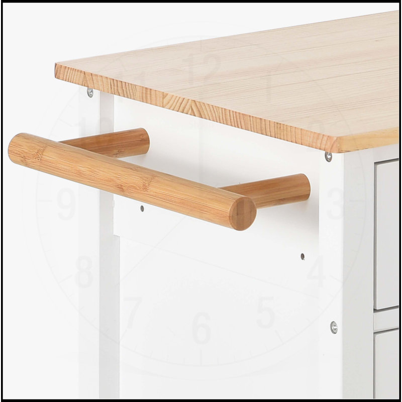 Versatile Kitchen Island Cart with Multiple Storage Options and Mobility, White