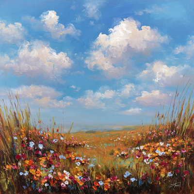 Summer Wildflower Vista Wrapped Canvas Wall Art