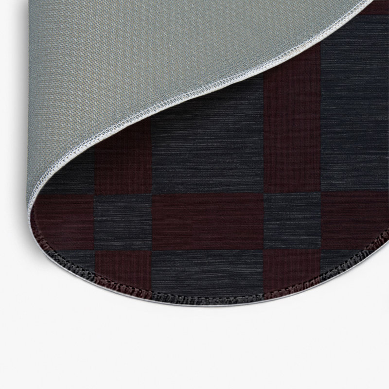 Tapis d'intérieur et d'extérieur à carreaux brun, Rond 5 pi