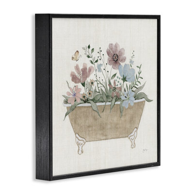 Cottage Florals in Bathtub Framed Giclee, design by Janet Tava