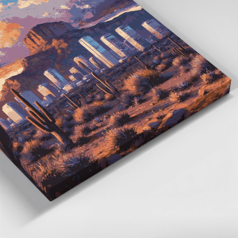 Cities Phoenix AZ Purple Canvas Wall Art, 11" H x 14" W