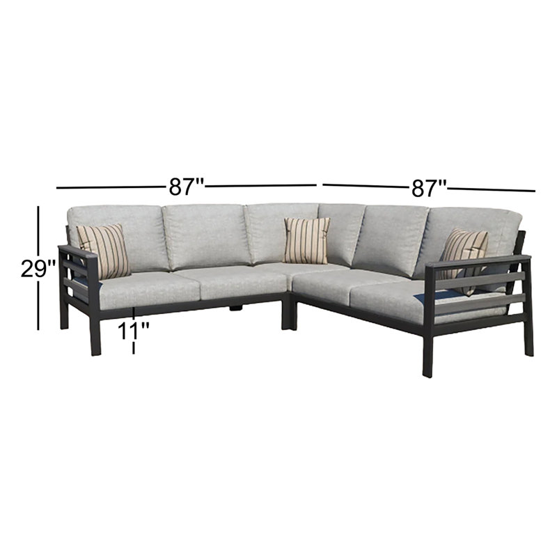 Ensemble de conversation modulaire d'extérieur Townsend pour 5 personnes avec coussins Sunbrella, Toile granit Sunbrella®