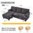 86" Linen Upholstered Sofa with a Movable Storage Ottoman, Underseat Storage and 2 Flip-up Armrests-117792575