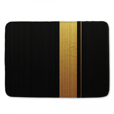 Black Gold Vertical Stripes Bath Mat