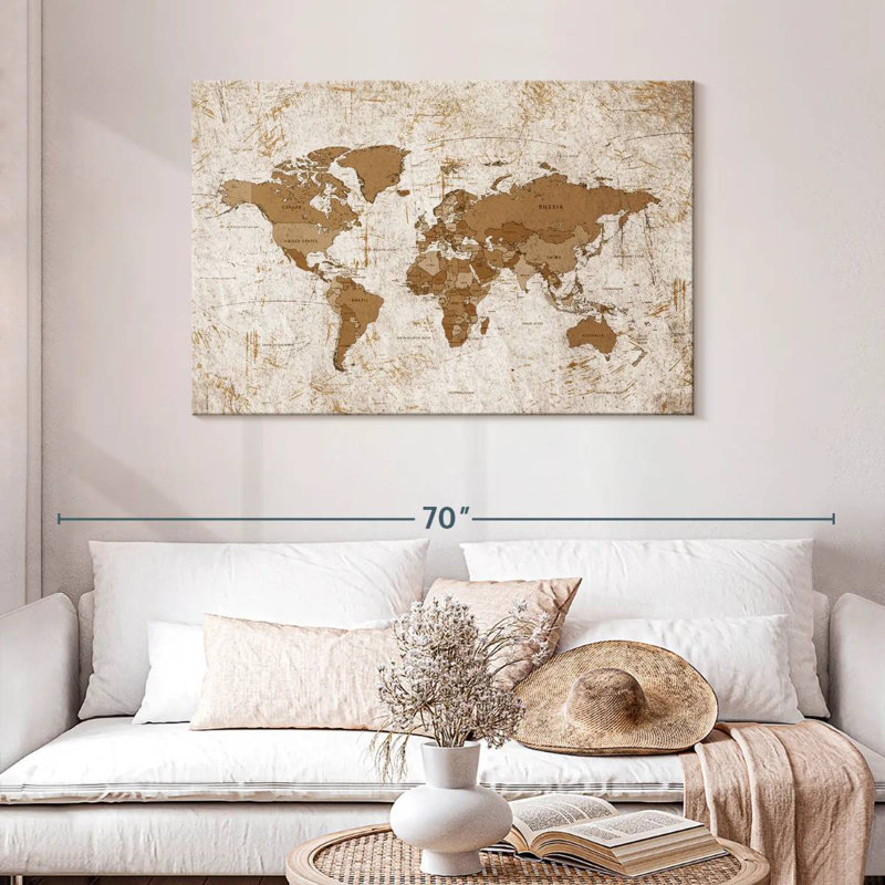 Keiri Aged World Map XIV, 30" H x 45" W