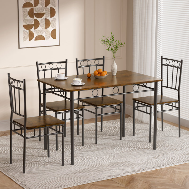 5 - Piece Dining Set,Kitchen Table And Chairs, Rectangular Dining Room Table Set With 4 Chairs, Space-Saving Kitchen Table Set For Small Space,Dinette,Apartment