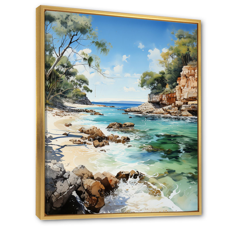 «Dominic Coastal Splendor» sur toile, H 40 po x l 30 po x P 1,5 po, Cadre flottant doré