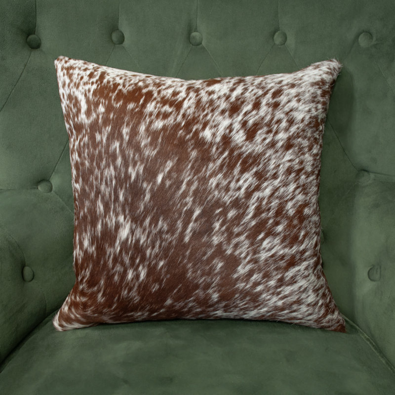 Coussin décoratif en peau de vache authentique Thomas Collection® - brun rougeâtre et blanc