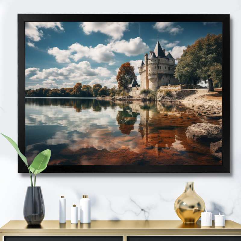 Markwich France, beau château - impression, Cadre simple noir, H 24 po x l 32 po x P 1 po
