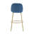 Gold Finished Metal Upholstered Barstool With Blue Upholstery(2PCS Sets)