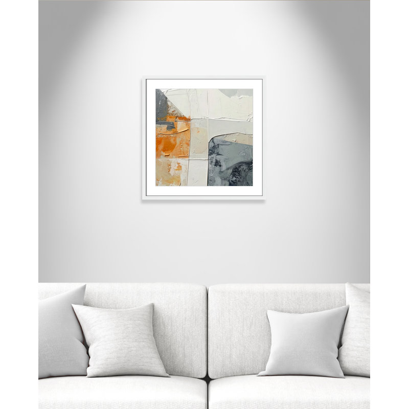 «Plastered II» par Alonza Saunders, Matted Print, L 23,5 po x H 23,5 po, Blanc satiné