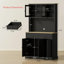 Armoire de cuisine 71 po avec tiroirs et tablettes ouvertes noires modernes 71 po - Centre de rangement pour café ou micro-ondes-1802624699